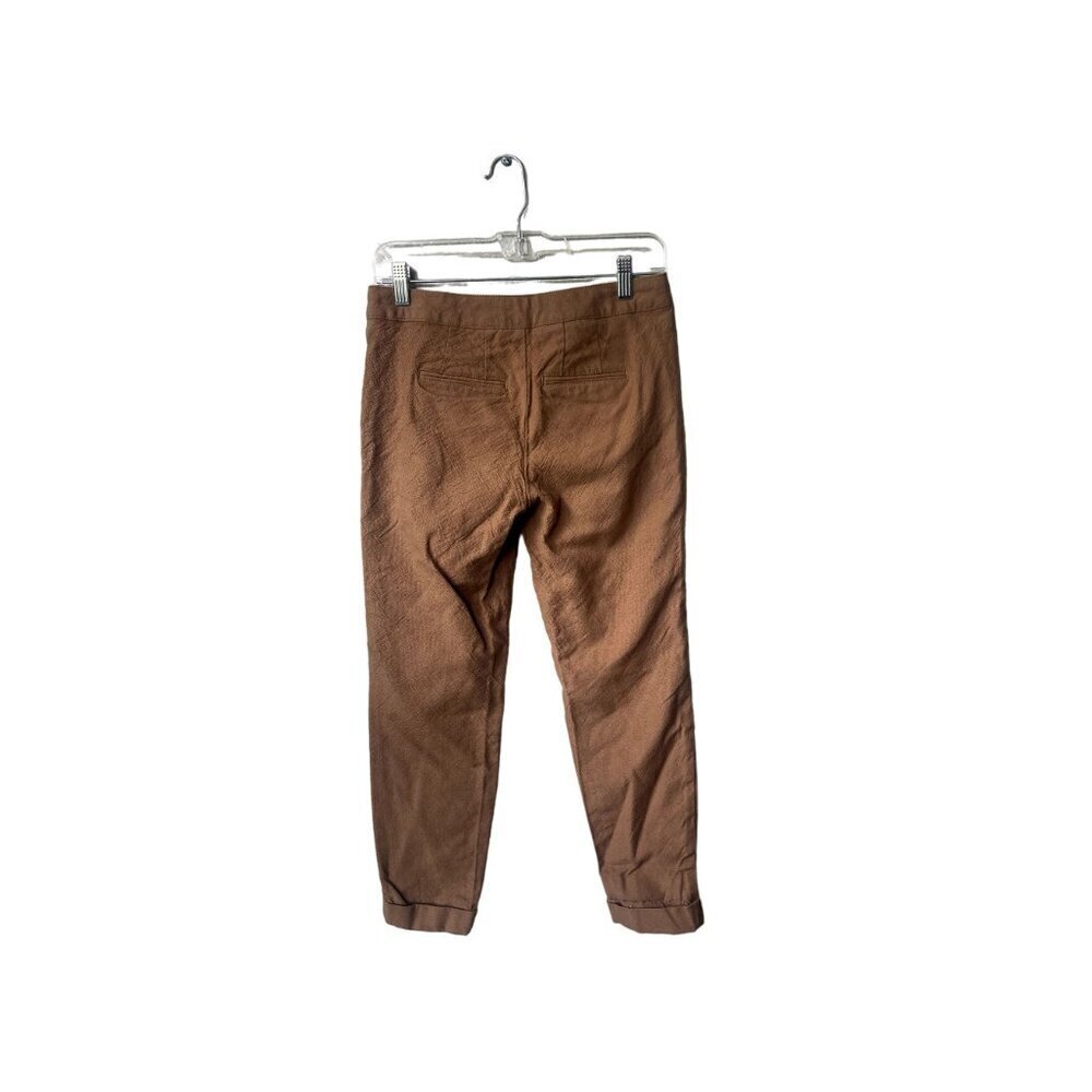 Boden Mid Rise Cuffed Brown Size 4 Petite Textured Slim Fit Wool Ankle Pants - Picture 4 of 9